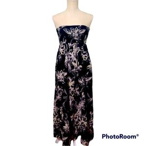 Calvin Klein Summer beach floral lined Smocked tube top strapless maxi dress